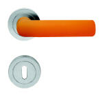 Odessa door handle, Orange handle with chrome matte base. 