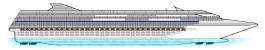 The Blue Line shows the deck location of Cruise Resort Clubs, Level I Starboard Side.