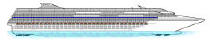 The Blue Line on the ocean liner shows the deck location of Cruise Resort Clubs, Level I.