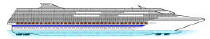 Luxury Cruise Resorts, deck level R, the blue line shows the resort vacation homes location onboard the ocean liner.