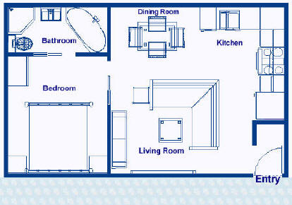 Cruise Resorts 375 square foot vacation suite, one bedroom, one bathroom, a dining area and living area, plus a kitchen if you decide to prepare a meal.