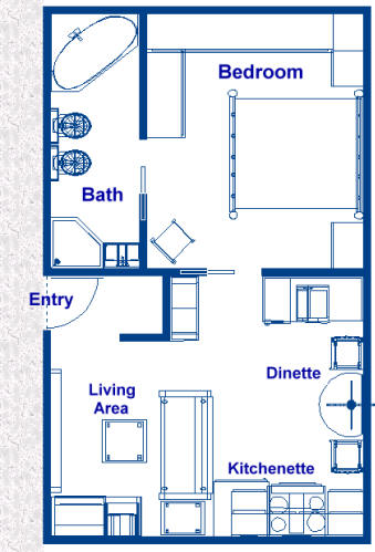 375 sq ft ocean home, level U starboard, 1 bedroom, 1 bathroom.